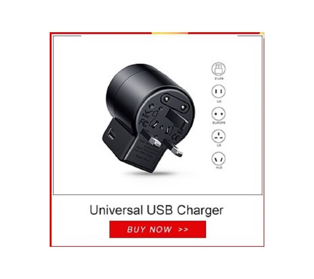 Universal Dual USB Adapter Wall Charger 2.4A phone Charger - Black