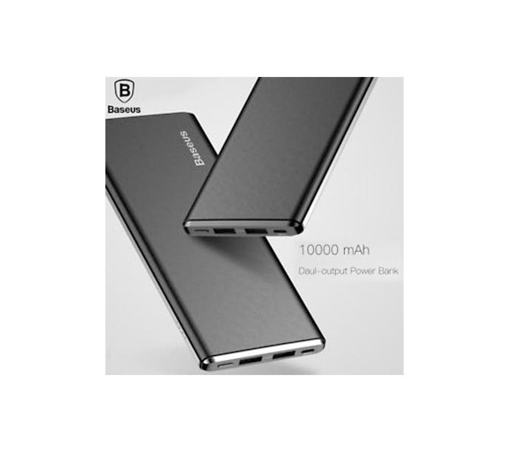 Baseus Power Bank (BS-20KP201) 10000mAh Dual USB Output Portable Charger with Built-in Backup Flashlight Compact External Battery Pack