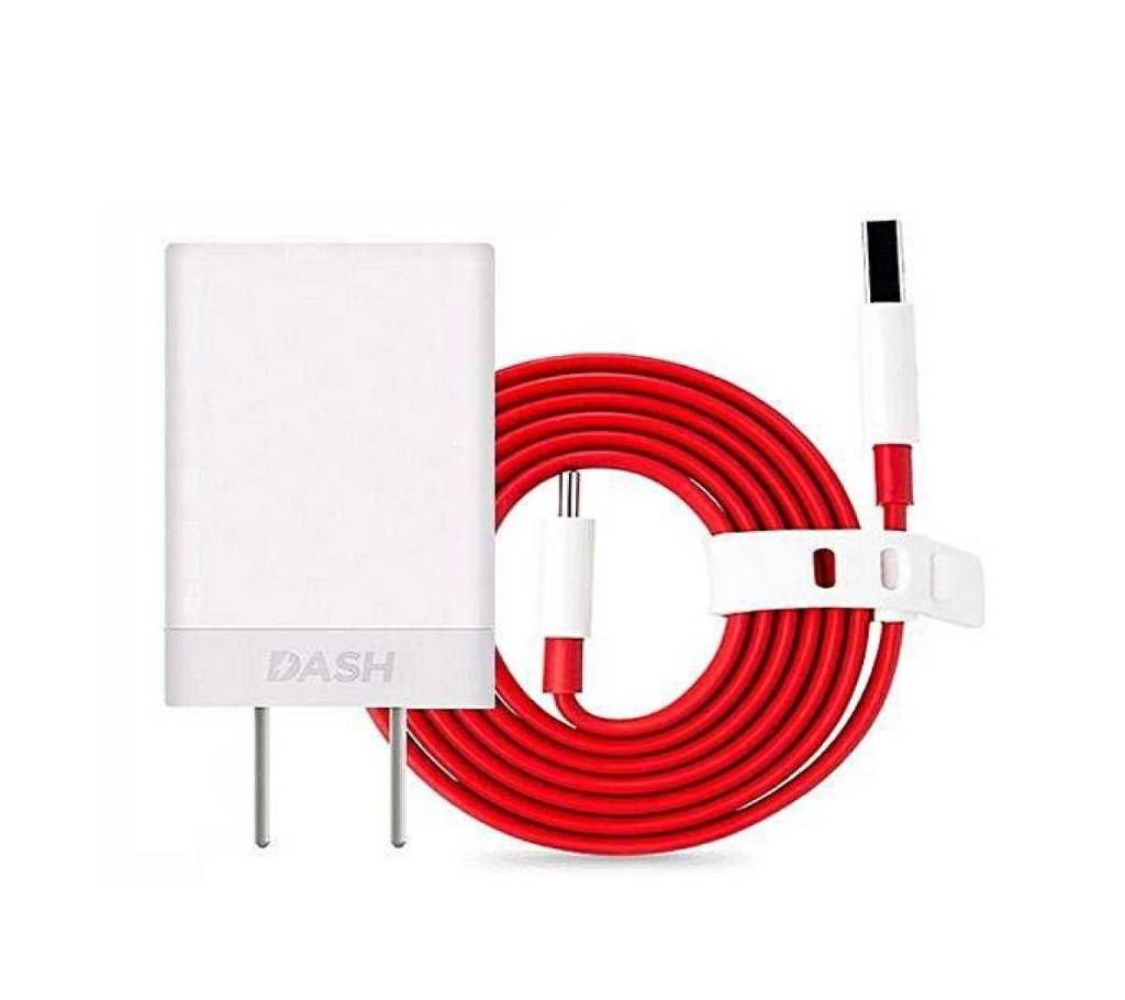 One Plus Charger Adapter With Cable - White & Red