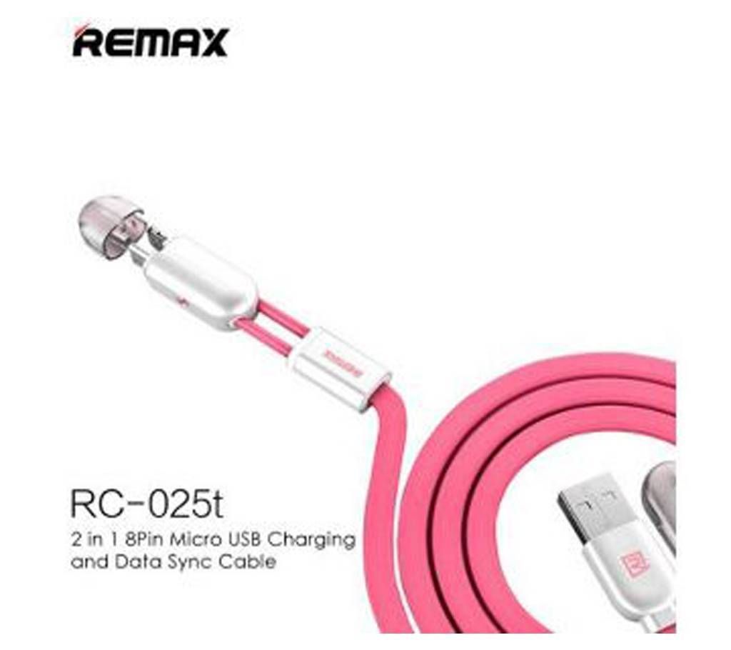 REMAX 2 in1 8 Pin Micro USB charging cum data cable 