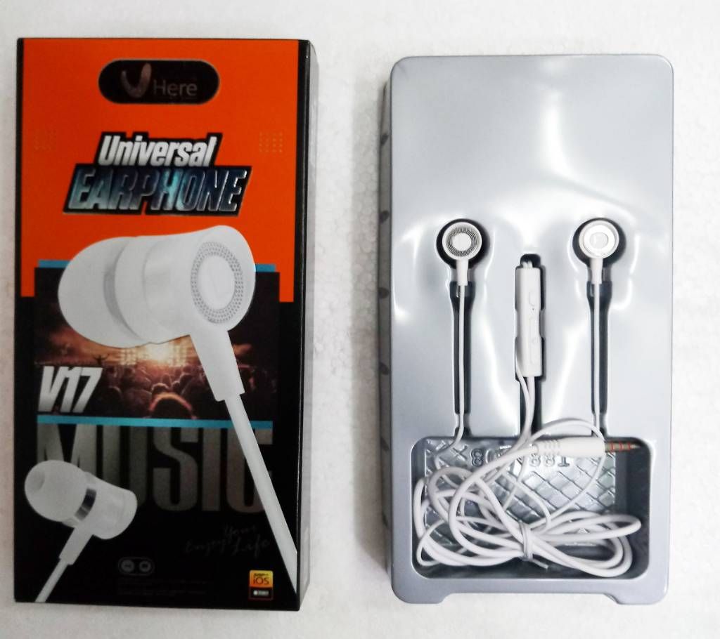 In-Ear Headphones V17 for all Phones - White