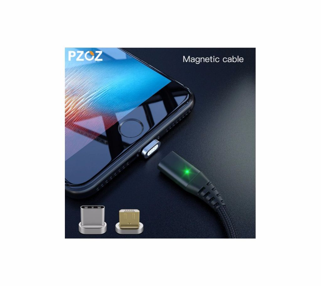 PZOZ Magnetic Type C+Micro Usb Two Adapter Fast Charging Cable