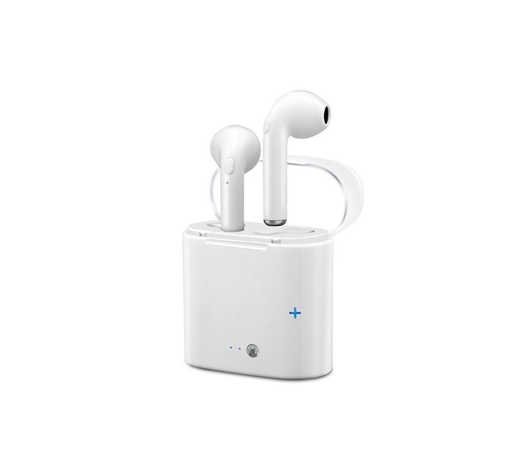 I7S Duel Bluetooth Headphone with Charger Box for Smartphone- White