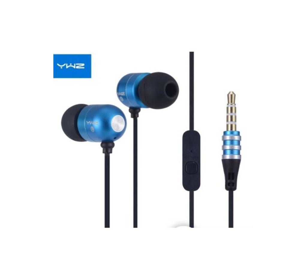 YWZ 66 Super Bass Metal Earphone-Blue