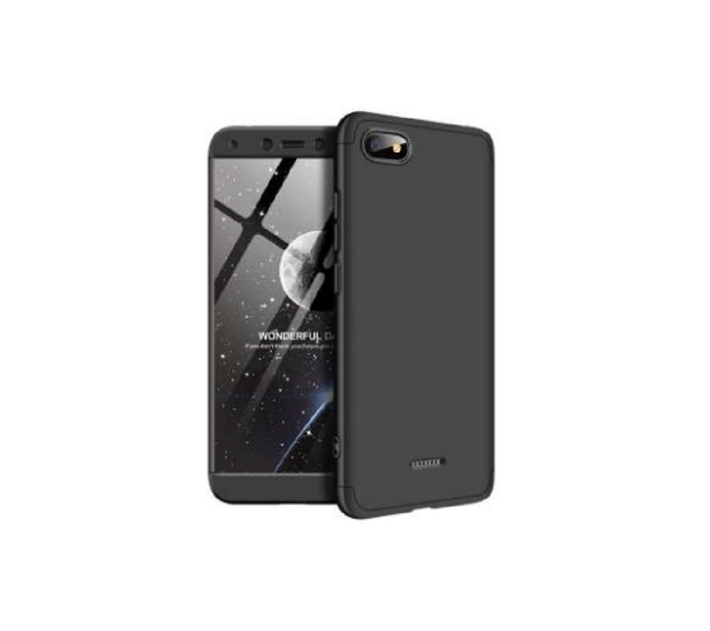 +++ Xiaomi Redmi 6A GKK 360 Degree Double Dip 3 in 1 Hard Shockproof Back Case Cover -Black
