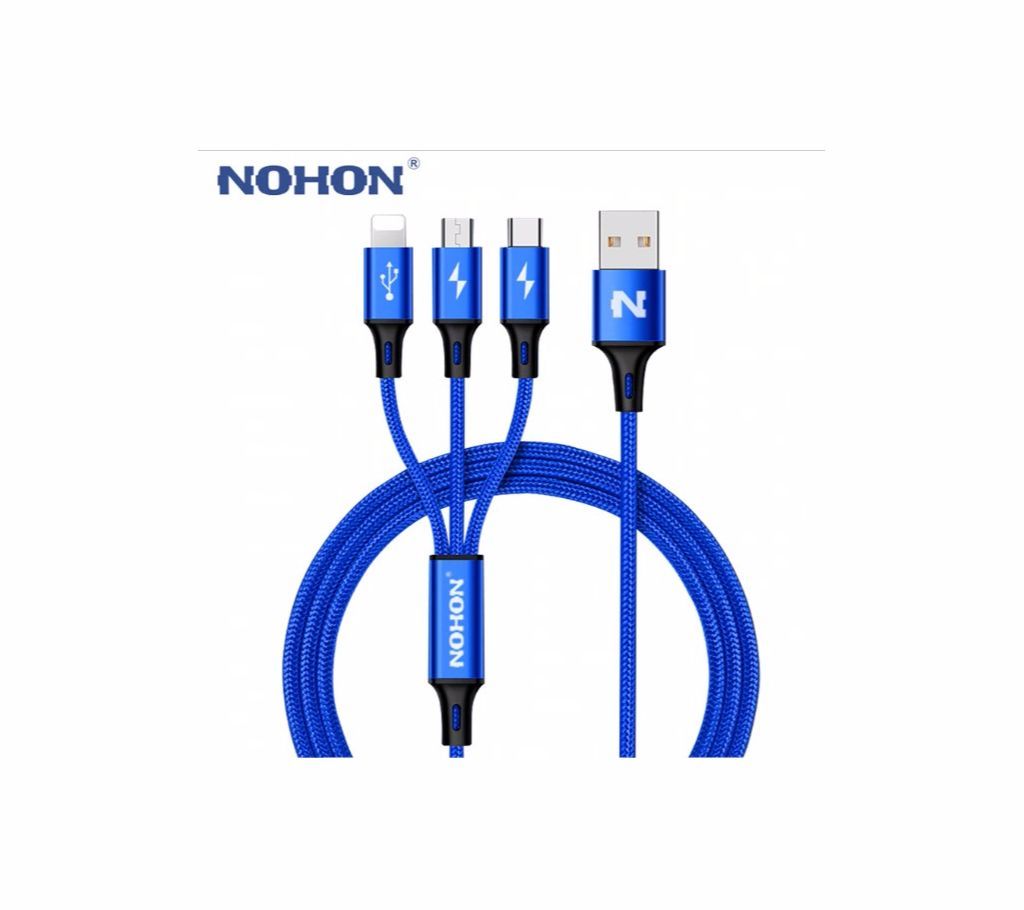 NOHON 3 IN 1 Type C 8Pin Micro USB Fast Charging Cable
