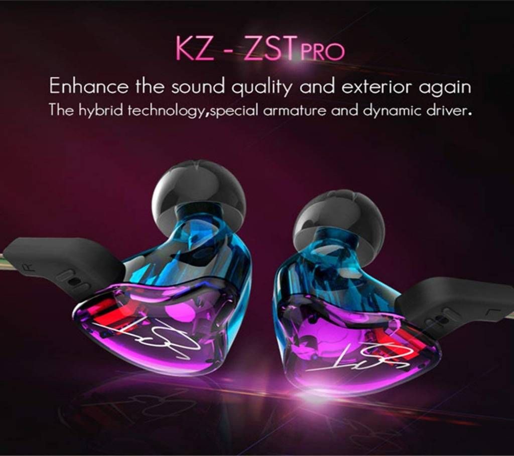 KZ ZST Pro Armature Dual Driver In Ear Headphone Detachable Cable In-ear Earphone