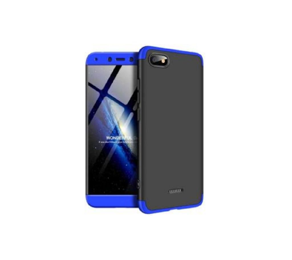 +++ Xiaomi Redmi 6A GKK 360 Degree Double Dip 3 in 1 Hard Shockproof Back Case Cover blue -Black
