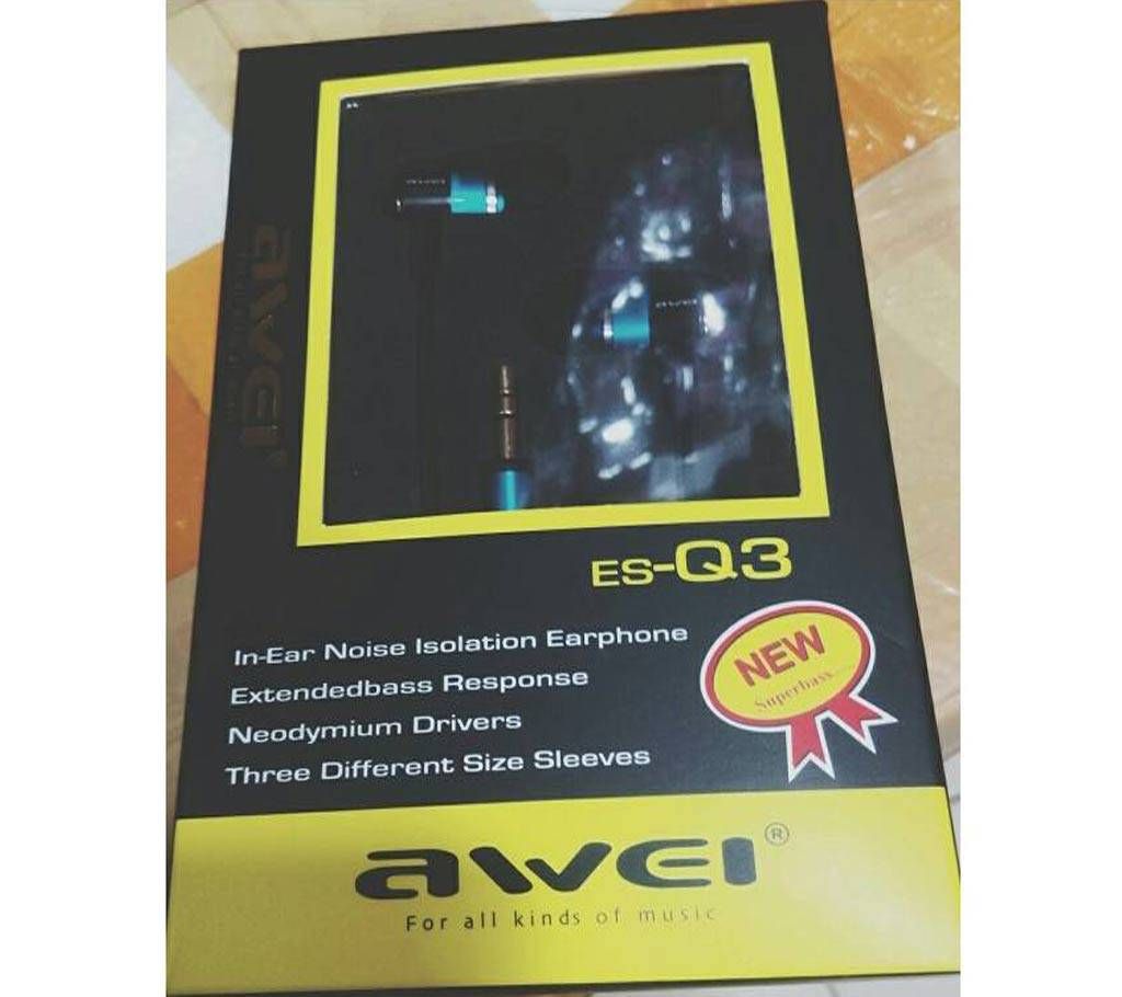 Original AWEI ES-Q3 In-Ear Noise Isolation Earphone