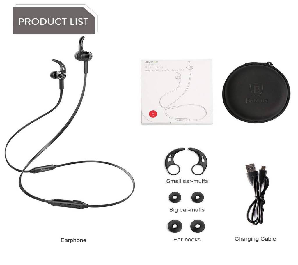 Baseus s06 Dual Battery Slim Wireless Earphone 8 Hour Playtime Built-in Mic Noise Cancelling - Tecio