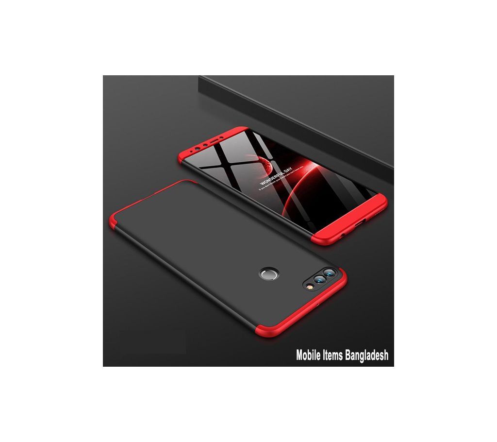 360 Degree Phone Case for Huawei Y9 (2018)-Black and Red