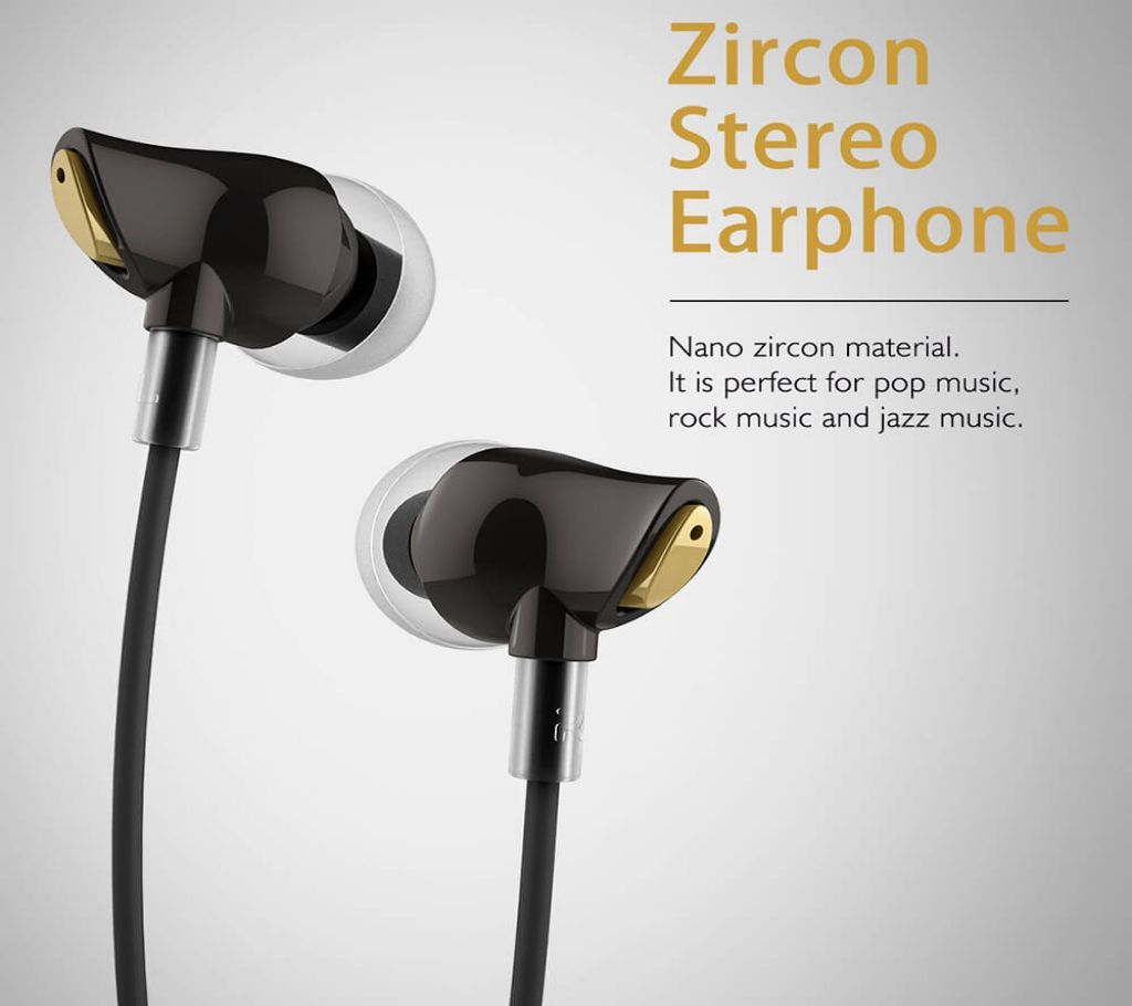 Rock Zircon Sports Stereo Earphone - Black(Original)