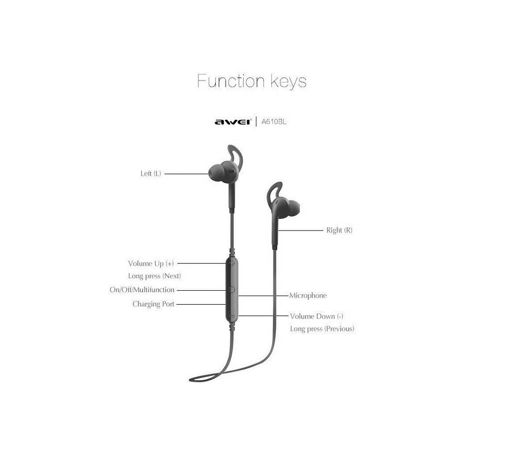 Awei Orginal Awei A610BL Wireless Bluetooth Headset - Black