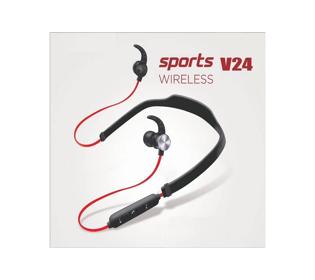 Wireless Bluetooth Headset  Sports-V24 -Red& Black