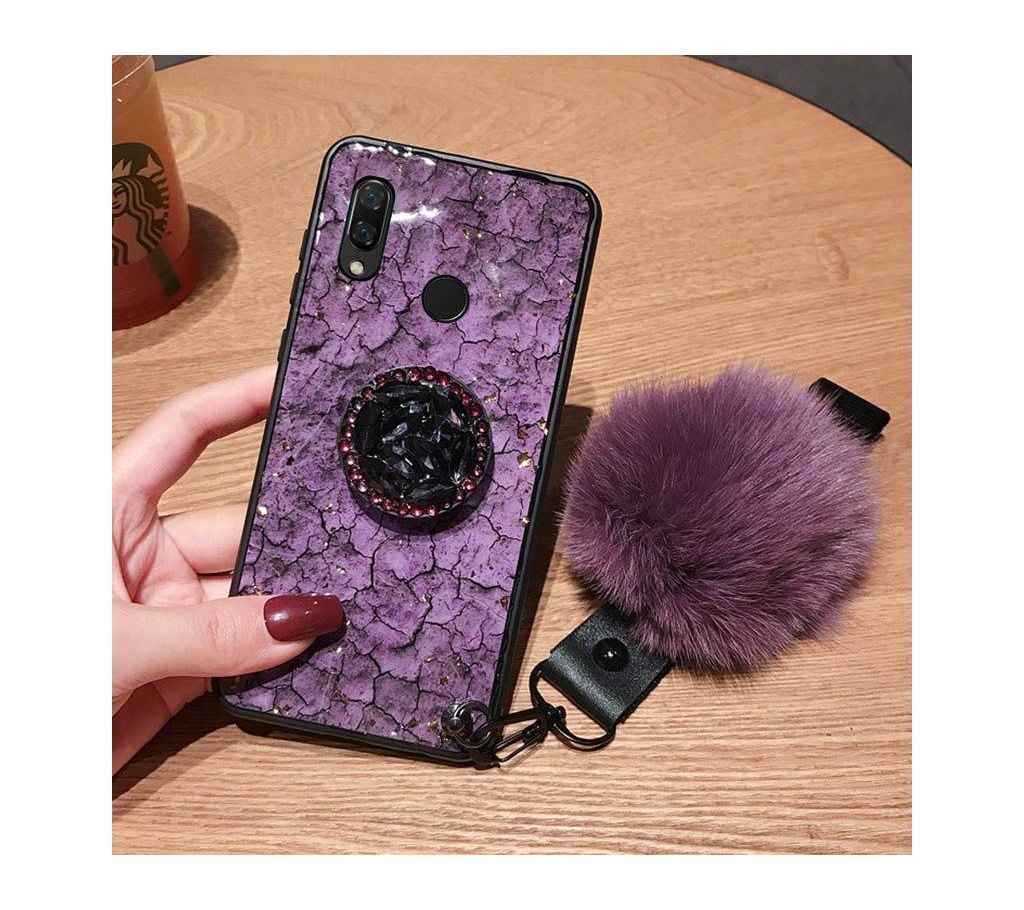 Xiaomi Redmi Note 5 Pro Fashion Case Female Lady Phone Cases Rhinestone Stand Hair Ball Soft Cover Green Purple Girl Casing