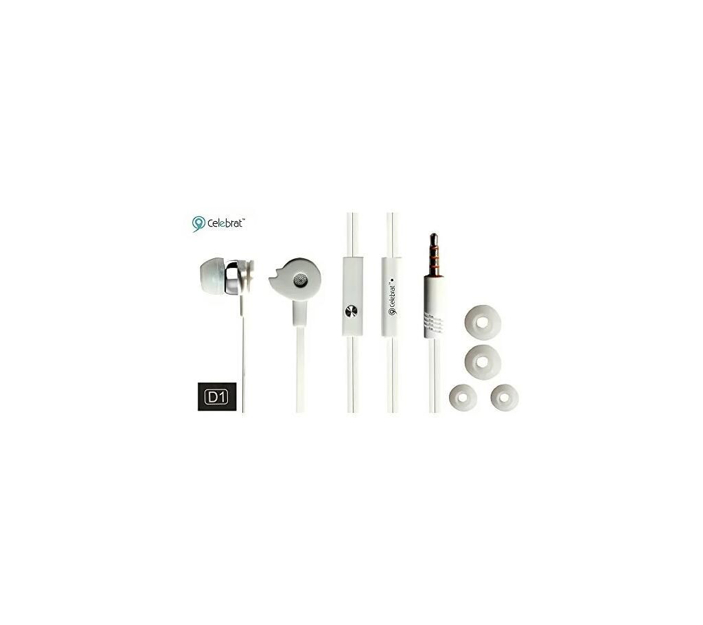 CELEBRAT D1 SLEEK DEEP BASS EARPHONES WITH MIC  Color WHITE,Black