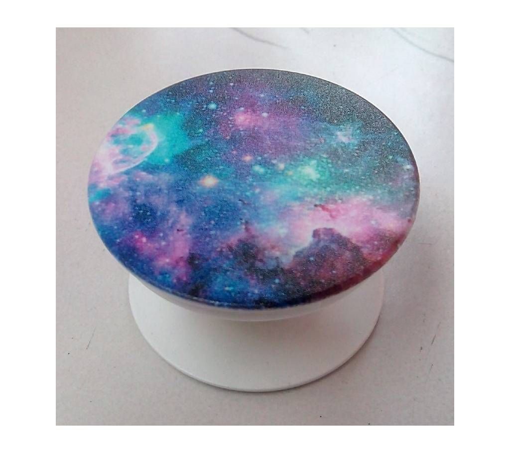 Phone Grip Holder Pop Socket Beautiful Blue Nebula printed, Collapsible, Expandable, Re-Usable Pop Up Stick