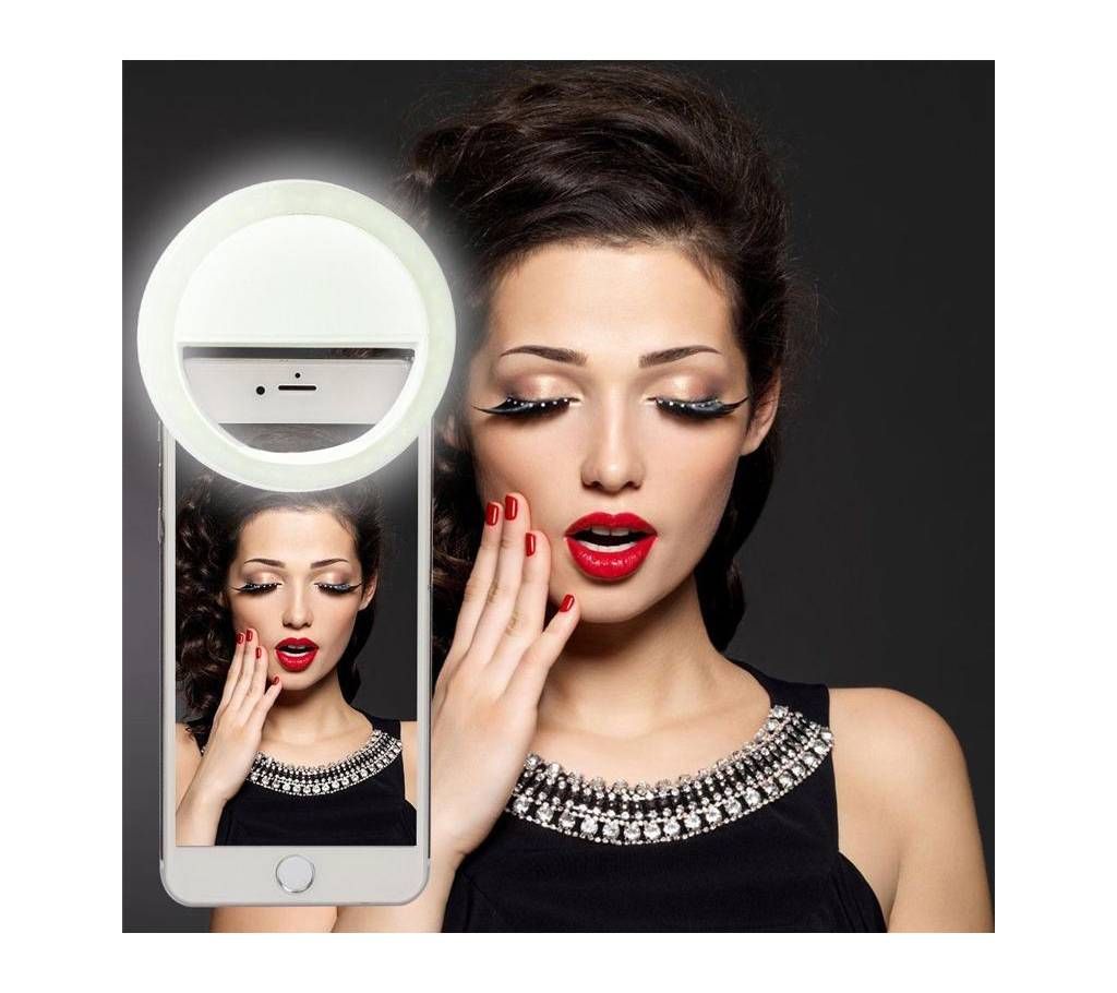 Rechargeable Selfie Ring Light with LED Camera Photography Flash Light Up Selfie Luminous Phone Ring with USB Cable Universal