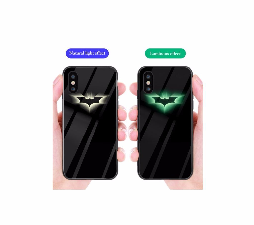 Batmen Luxury Luminous Tempered Glass Phone Case For IPhone X