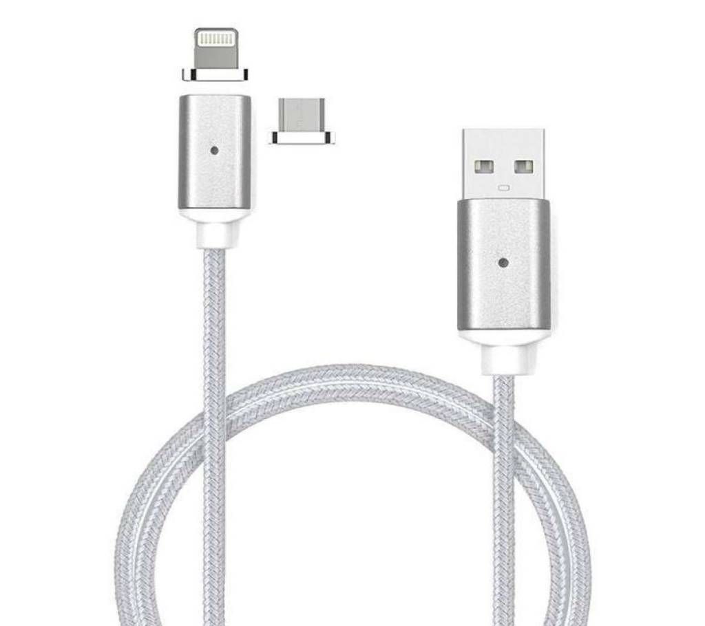 2 in 1 Magnetic Cable For Apple iphone And Android Phone - Silver