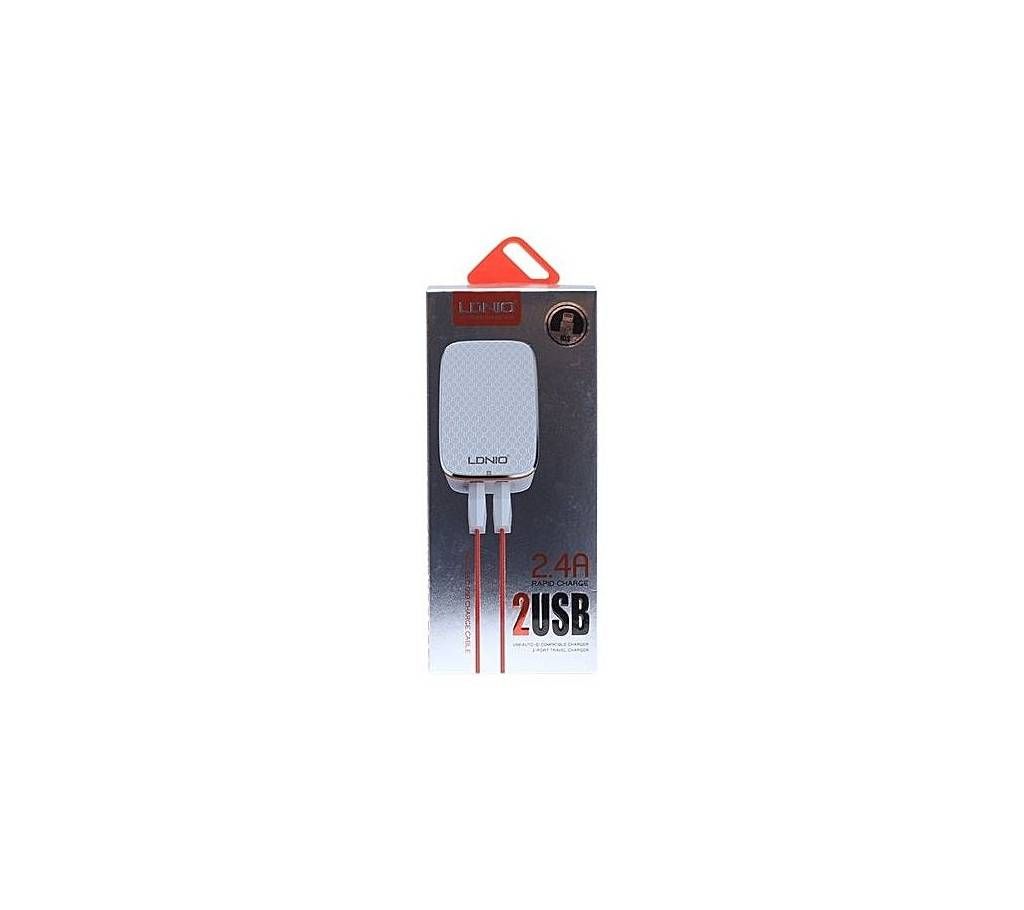 Ldnio 2 USB Port Rapid Fast Charger - White