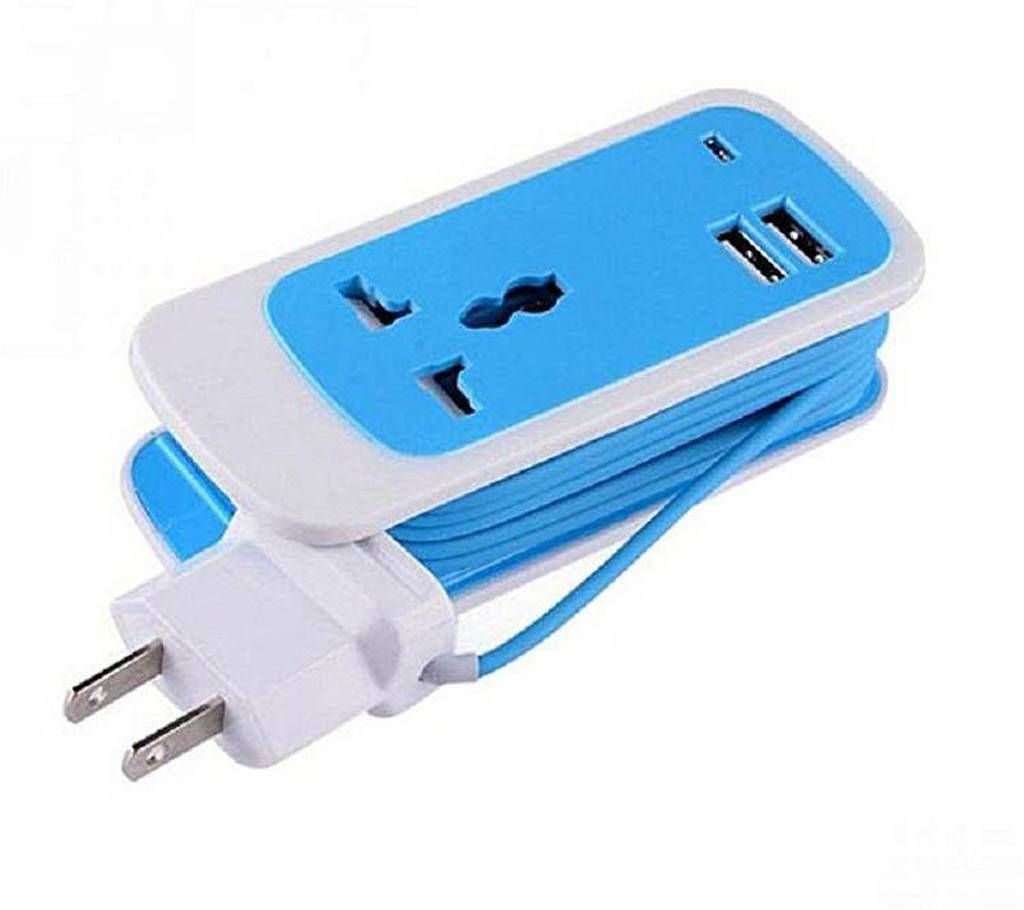 3 in 1 Dual USB Port Universal Socket - White and