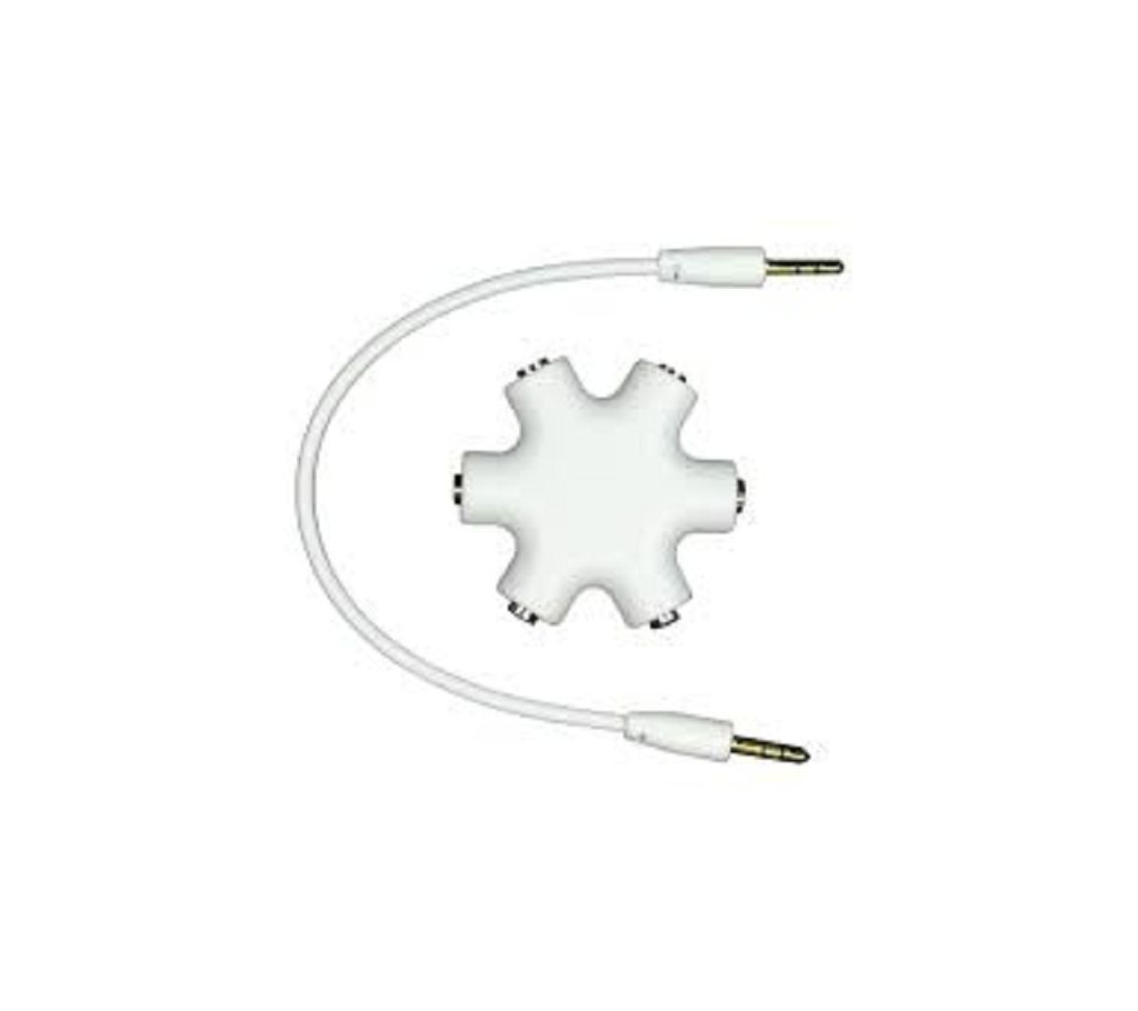 3.5mm Jack 6 Way Multi Port Hub Aux Headphone Splitter Audio Cable Adapter