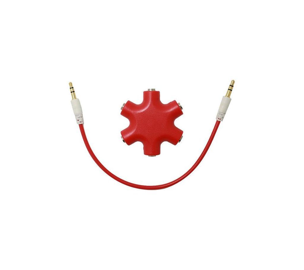 1 to 5 Stereo Audio Headphone Headset Earphones Splitter Adapter Converter 3.5mm - Red