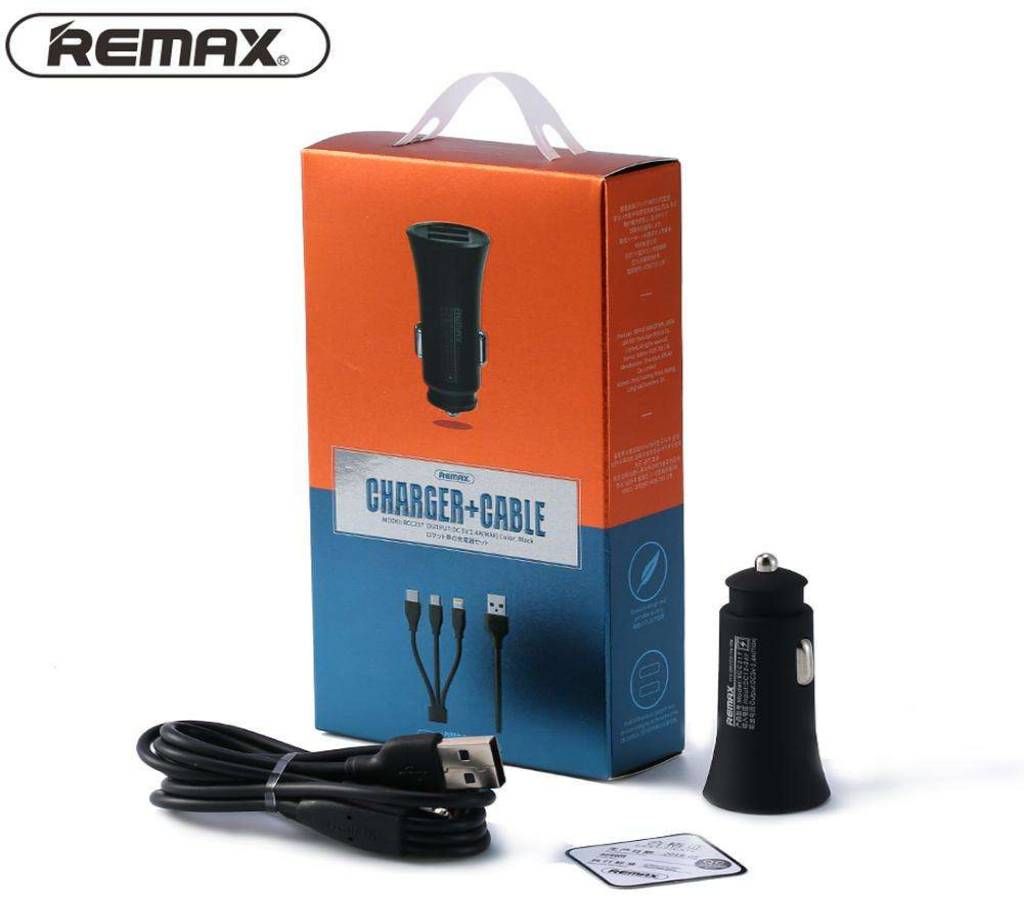 "Remax Rocket Car Charger Set RCC-217 2.4A with 3 in 1 cable"