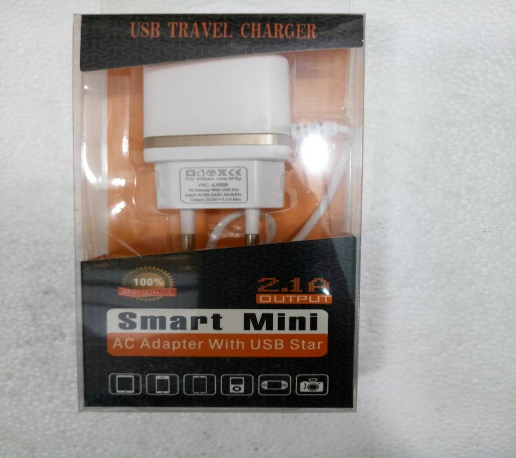 USB Travel Charger with Cable-White