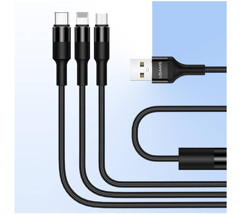 USAMS Alloy Lightning Micro USB Type-C 3 In 1 Charge Cable 1.5M