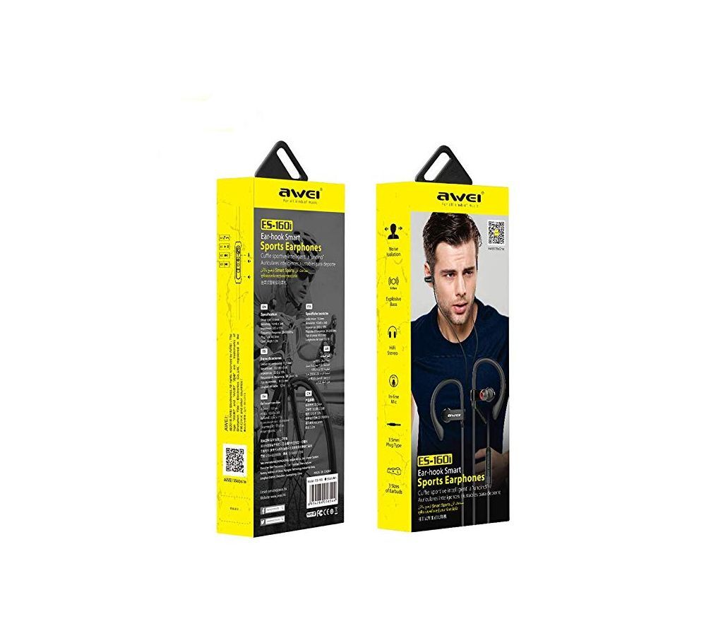 Awei Es-160i Earphone High Quality Ear-Hook Smart Sports Earphones