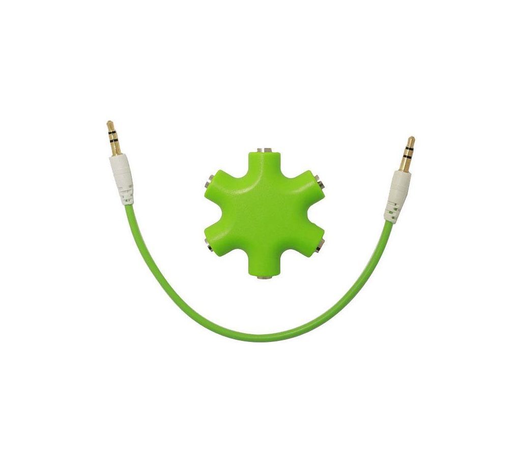 1 to 5 Stereo Audio Headphone Headset Earphones Splitter Adapter Converter 3.5mm - Green