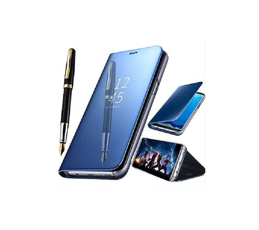Clear View Mirror Leather Flip Cover for Huawei Nova 3i - Black