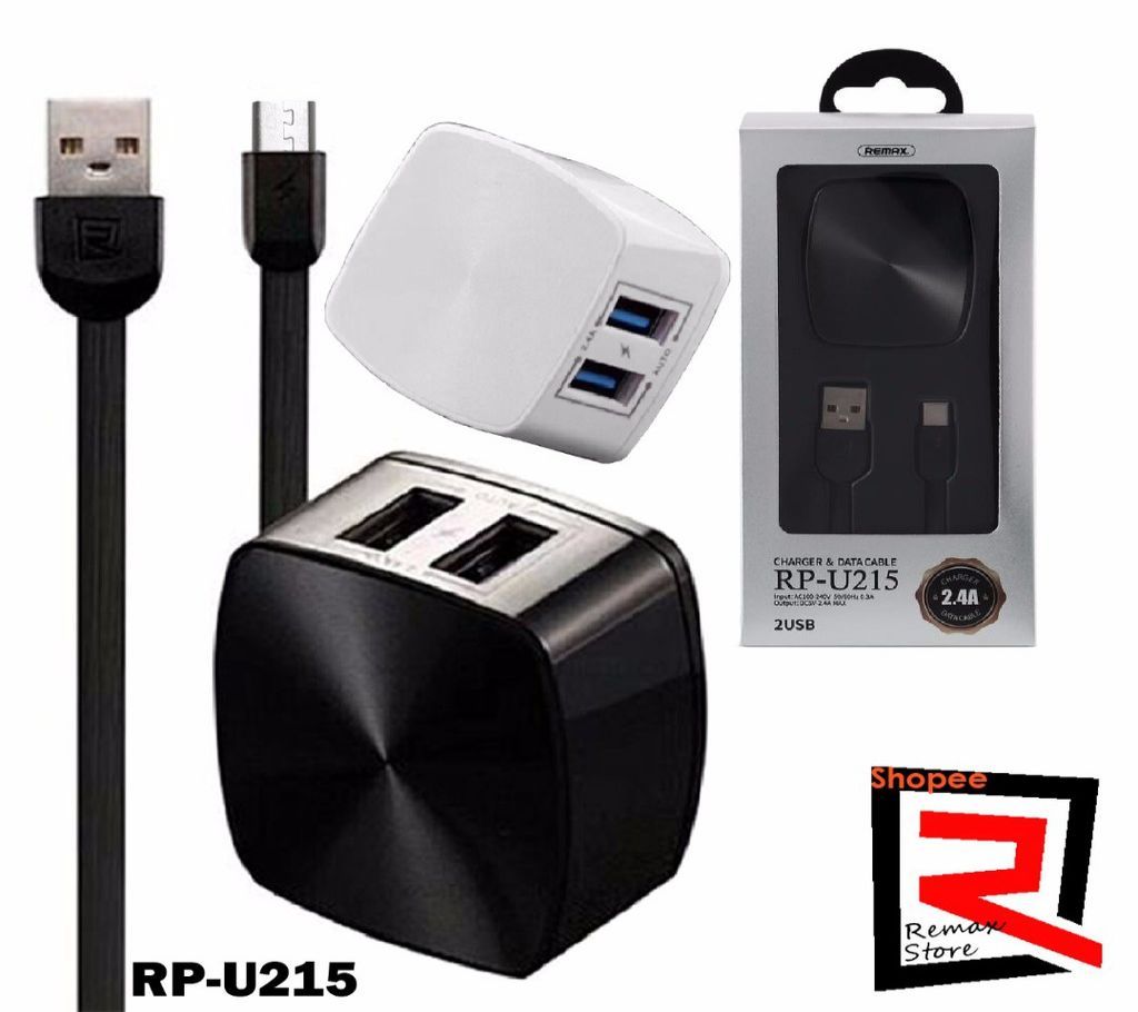 Original Remax RP-U210 Flinc 2.1A Fast Charger Universal UK 3-PIN Dual USB Port Adapter
