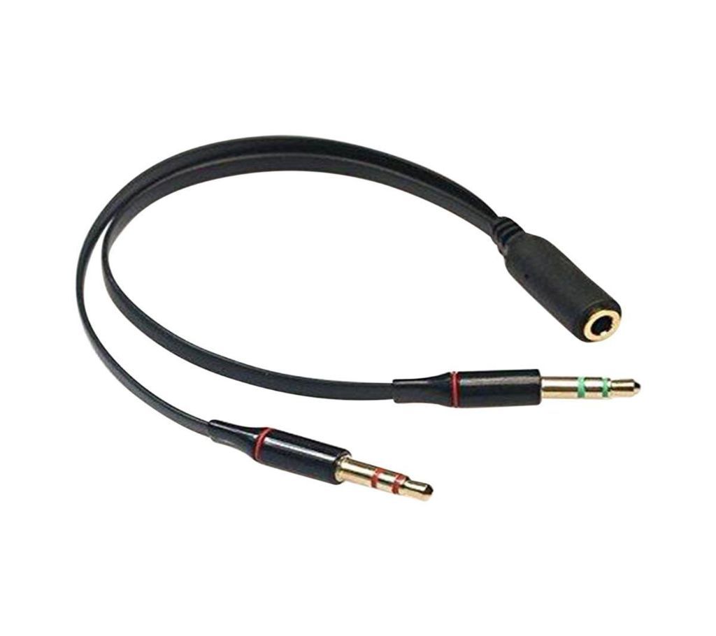 3.5mm AUX Audio Mic Splitter Cable Earphone Headphone Adapter Female to 2 Male