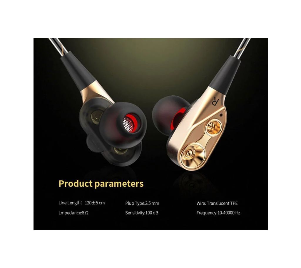 Double Drive In Ear Earphone Bass Subwoofer Stereo Earphones 3 Pcs