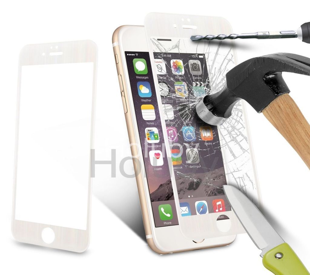 Carbon Fiber Tempered Glass Screen Protector for IPHONE 6/ 6S - White
