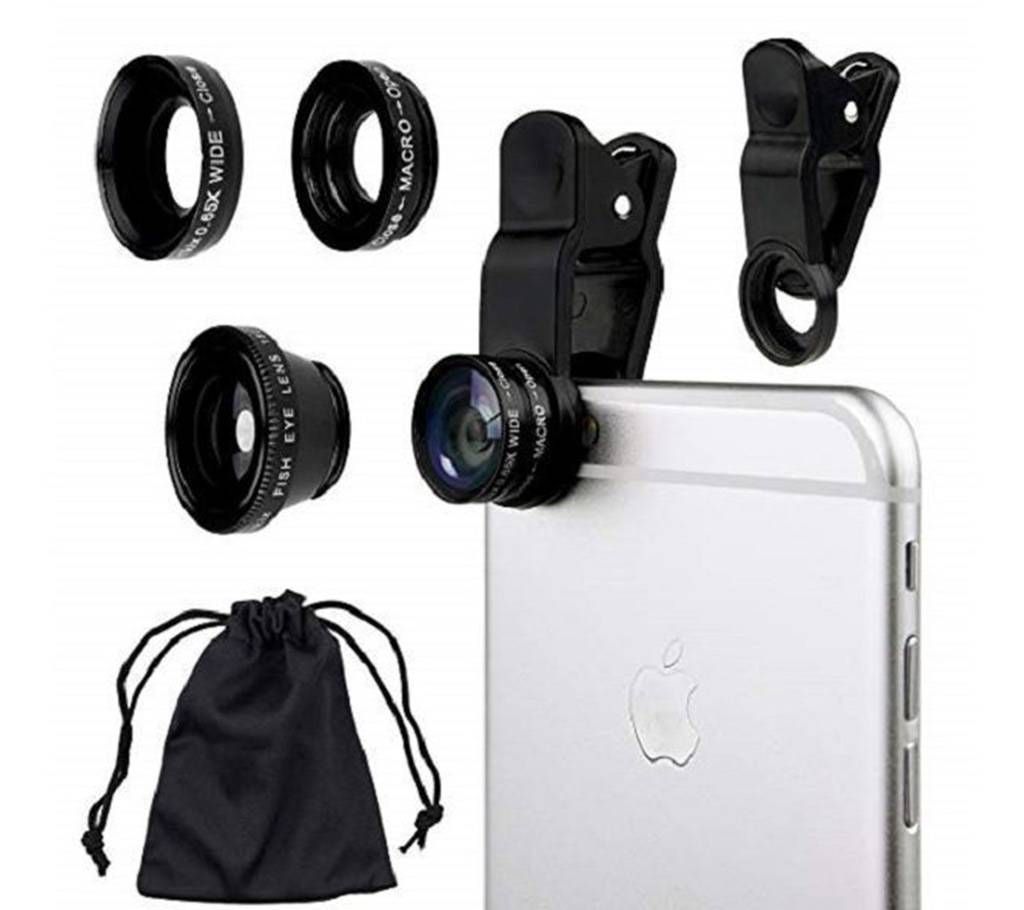3 IN 1 UNIVERSAL MOBILE CLIP LENCE - BLACK