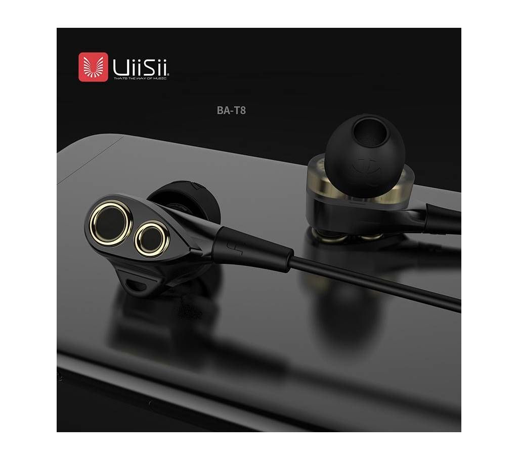 UiiSii T8 In-ear Duel Drive Headphones