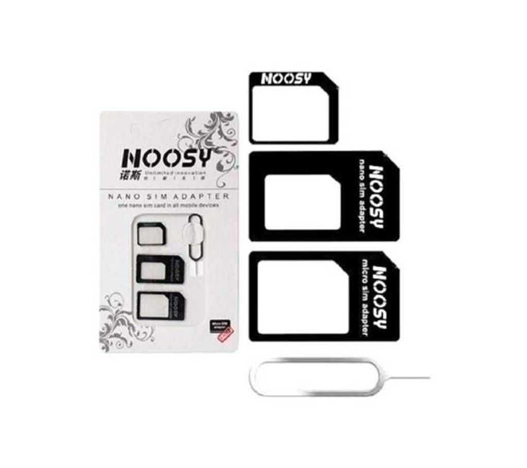 4 in 1 Noosy Micro Nano Sim Card Adapter - Black