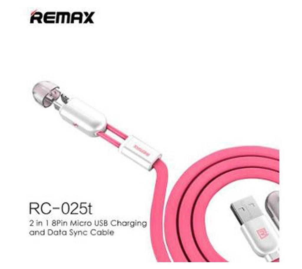 REMAX 2 in1 8 Pin Micro USB Charging Data Cable