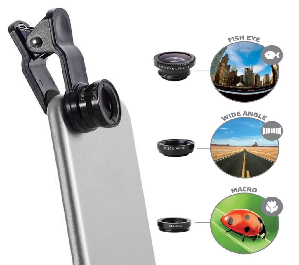 Cellet Universal 3-in-1 Clip-On Camera Lens Kit - Black