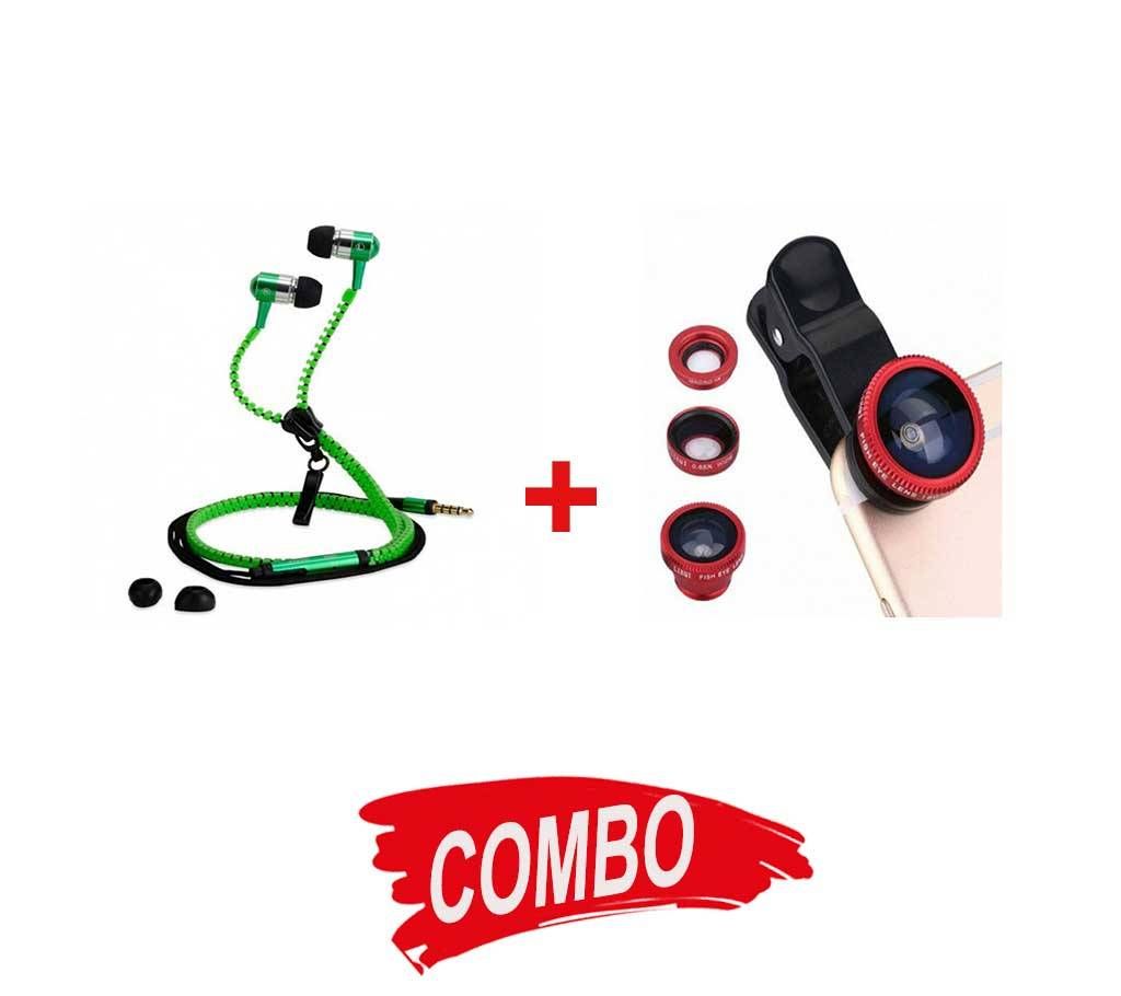 Zipper Headphone+ 3 in 1 Clip Lense Combo offer