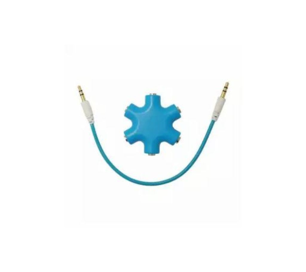 1 to 5 Stereo Audio Headphone Headset Earphones Splitter Adapter Converter 3.5mm - Blue