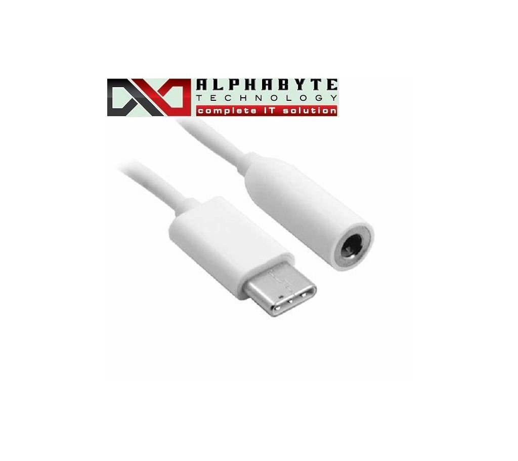 Type-C Cable To Audio Port Adapter 3.5mm Earphones - White