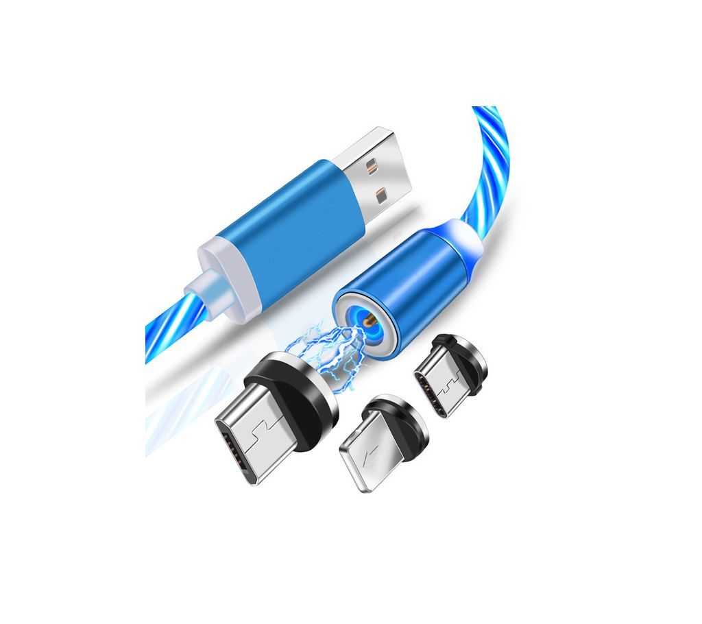 1m 3-in-1LED Flowing 360 Magnetic Fast Charging Cable