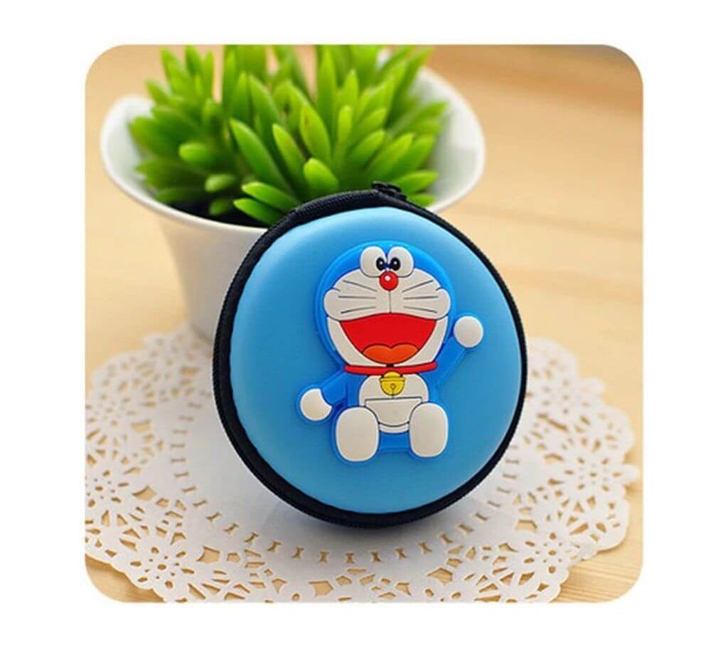 Blue Doremon round Headphone Case
