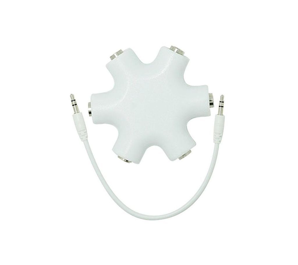 1 to 5 Stereo Audio Headphone Headset Earphones Splitter Adapter Converter 3.5mm - White