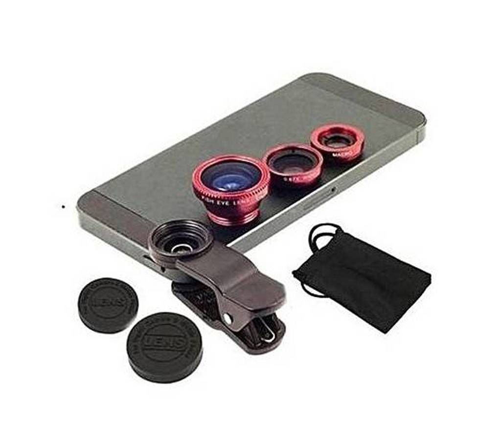 Universal Clip-on 3 in 1 Camera Lens - Black
